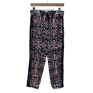 Mother red white blue floral Satin track Pants Size XS-S